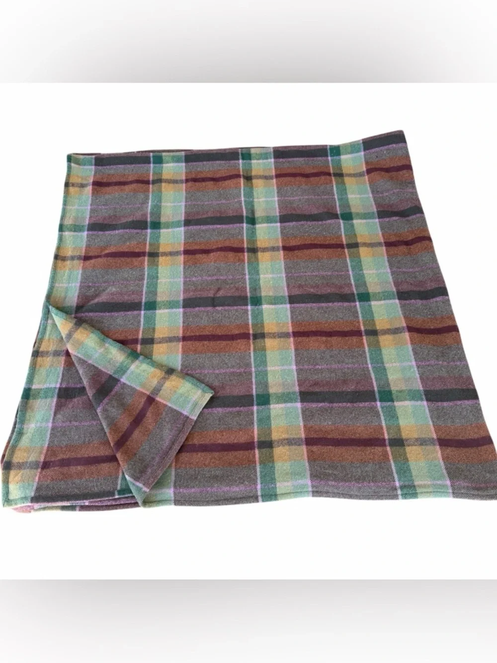 VTG Lauren Ralph Lauren Brittany Plaid 100% Wool Queen Blanket Earth Tones READ